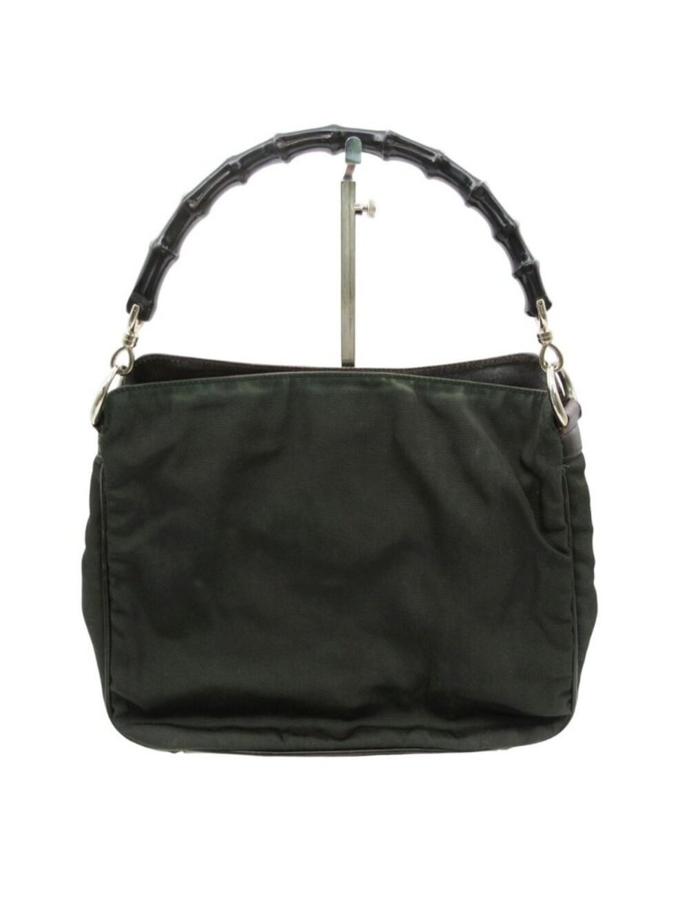 Gucci Shoulder Bag Bamboo Nylon Khaki Green